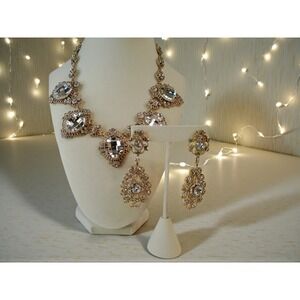 Natasha Crystal Necklace Set Glamorous Statement Jewelry Bridal Wedding